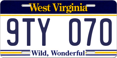 WV license plate 9TY070
