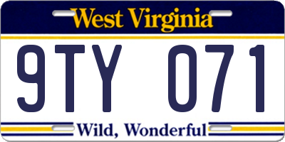 WV license plate 9TY071