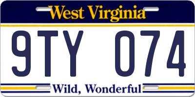 WV license plate 9TY074