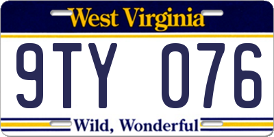 WV license plate 9TY076