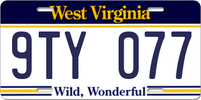 WV license plate 9TY077