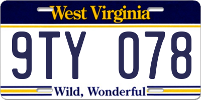 WV license plate 9TY078