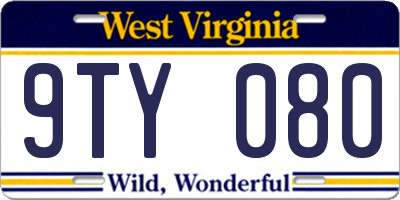 WV license plate 9TY080