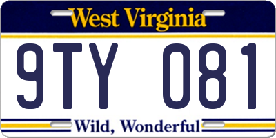 WV license plate 9TY081