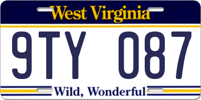 WV license plate 9TY087