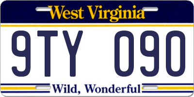 WV license plate 9TY090