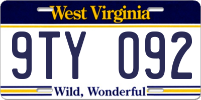 WV license plate 9TY092