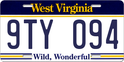 WV license plate 9TY094