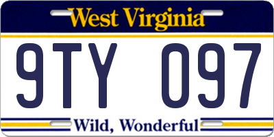 WV license plate 9TY097