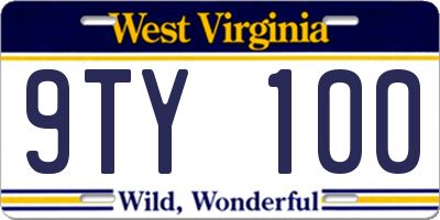 WV license plate 9TY100