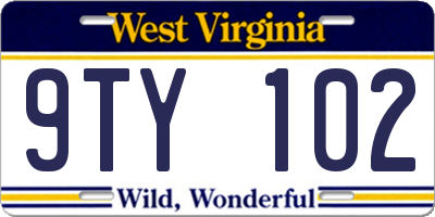 WV license plate 9TY102