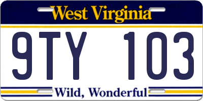 WV license plate 9TY103