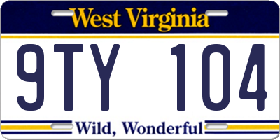 WV license plate 9TY104