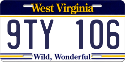 WV license plate 9TY106