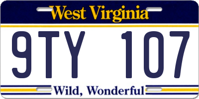 WV license plate 9TY107