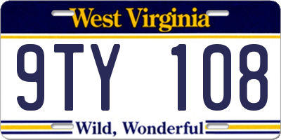 WV license plate 9TY108