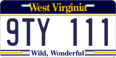 WV license plate 9TY111