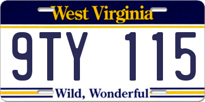 WV license plate 9TY115