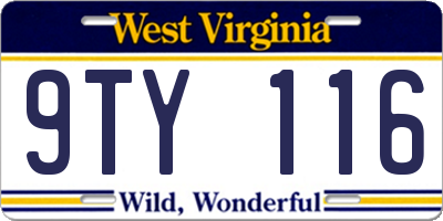WV license plate 9TY116