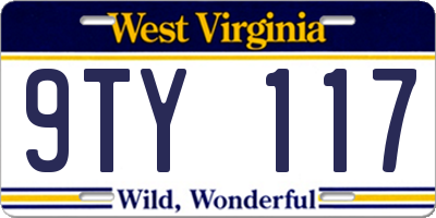 WV license plate 9TY117