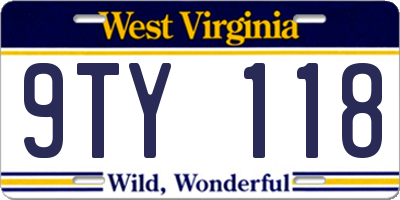 WV license plate 9TY118