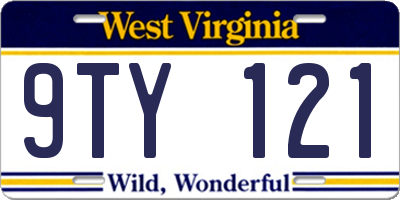 WV license plate 9TY121