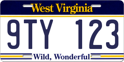 WV license plate 9TY123