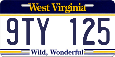 WV license plate 9TY125
