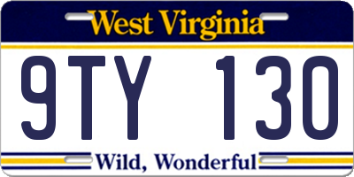 WV license plate 9TY130