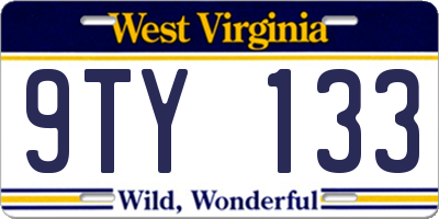 WV license plate 9TY133