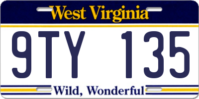 WV license plate 9TY135