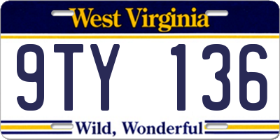 WV license plate 9TY136