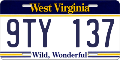 WV license plate 9TY137