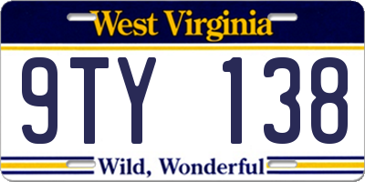 WV license plate 9TY138