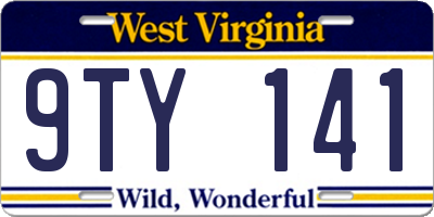 WV license plate 9TY141