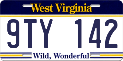 WV license plate 9TY142