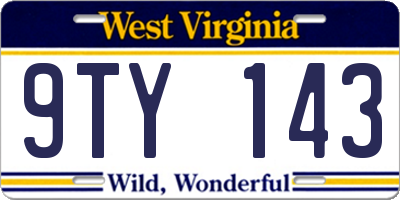 WV license plate 9TY143