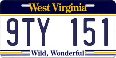 WV license plate 9TY151