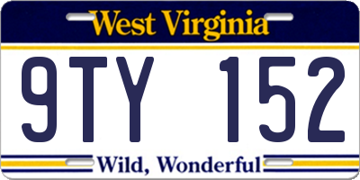 WV license plate 9TY152