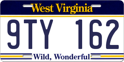 WV license plate 9TY162