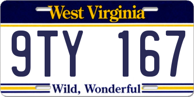 WV license plate 9TY167