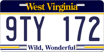 WV license plate 9TY172