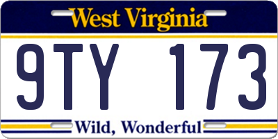 WV license plate 9TY173