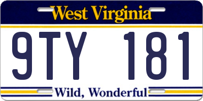 WV license plate 9TY181