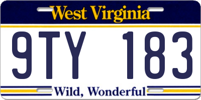 WV license plate 9TY183