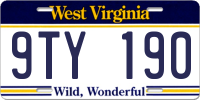 WV license plate 9TY190