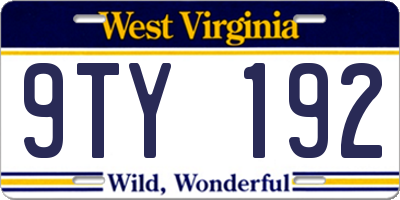 WV license plate 9TY192