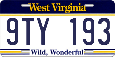 WV license plate 9TY193