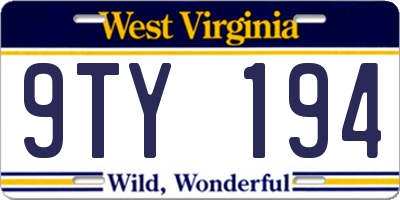 WV license plate 9TY194