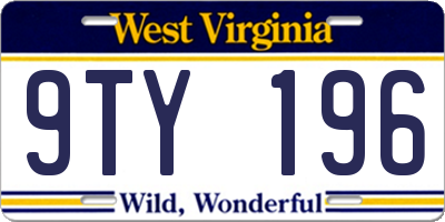WV license plate 9TY196